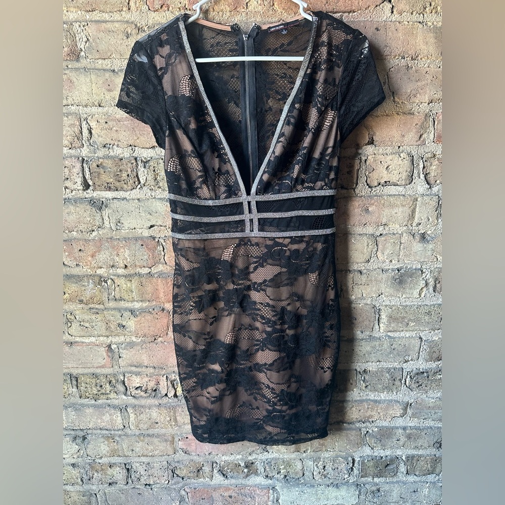 Love Culture Black Lace Zipper Dress
